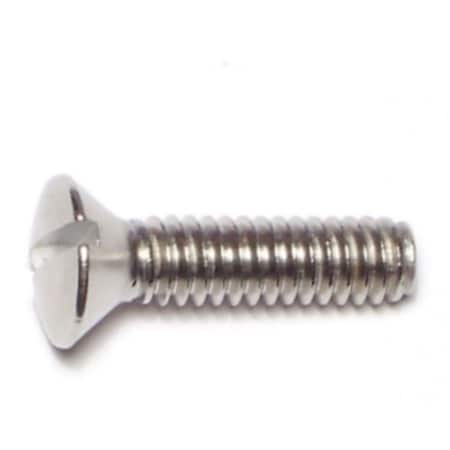 Midwest Fastener 1/4"-20 x 1 in Slotted Oval Machine Screw, Plain 18-8 Stainless Steel, 12 PK 63416